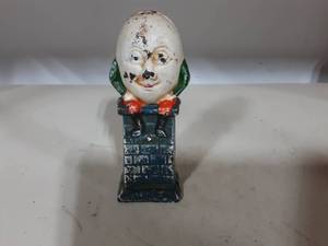 Vintage Cast Iron Humpty Dumpty Bank 5-12 Tall