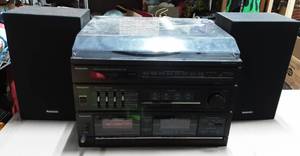 Panasonic AMFM Stereo With Turn Table, Amplifier, Double Cassette Decks & Speakers-Works