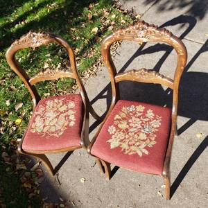 Needle Point Accent Chair Pair
