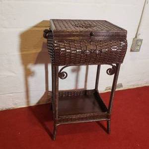 Chocolate Tone Wicker Sewing Chest