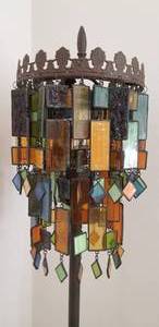Arts and Crafts Stained Glass Prism Table Lamp
