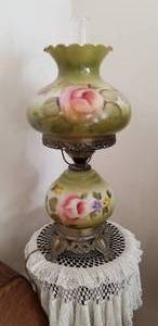 Painted Cabbage Rose Gone with the Wind Table Lamp