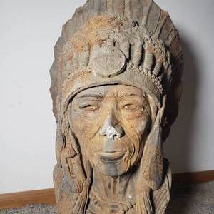 Concrete Native American Chief Bust