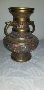 Antique Japanese Enamel Accent Urn