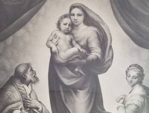 Framed Print of Raphaels Sistine Madonna in Black & White