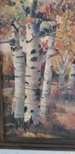 Original Oil Painting on Canvas Board  Birch Trees in the Fall by Florence Brown