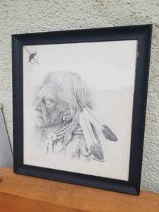 Native American Original Fine Art Drawing by Tino