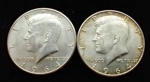 2 90% Silver Kennedy Half Dollars
