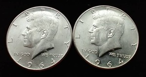 2 90% Silver Kennedy Half Dollars