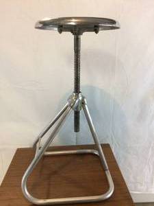 lot 4 image: Vintage Stainless Steel Adjustable Height Work Stool