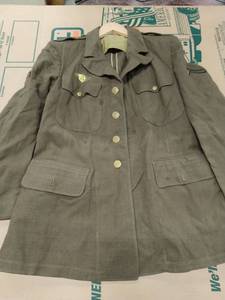 Collection of Vintage Military Apparel, Rabbit Fur Jacket, and More
