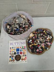 Collection of Vintage Buttons and Button Book