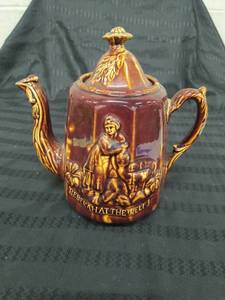 Vintage Rebekah at the Well Rockingham Glaze Teapot