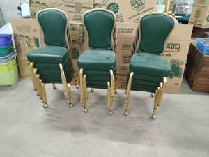 15 Stackable Vintage Green Chairs