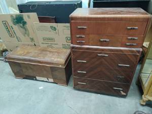 Vintage Waterfall Style Dresser And Chest