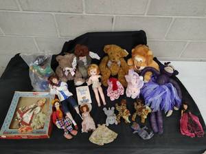 Collection of Vintage Dolls and Stuffed Animals