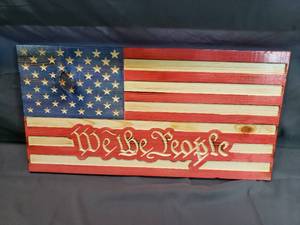 We the People Wood Burned CNC American Flag