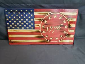 1776 CNC Wood Burned American Flag