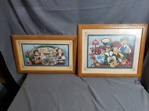 2 Stuffed Bear Paintings Wall Dcor