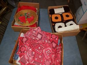 3 Boxes of Cloth and Yarn Items