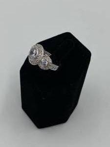 lot 14 image: Silver Ring With 3 bigger Rhinestones surround By Smaller Rhinestones