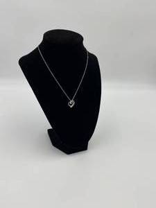 lot 19 image: Silver Heart Necklace with Rhinestones on Cable Chain
