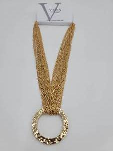 lot 4 image: Gold Layered Chain Hoop Necklace