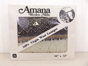 lot 69 image: NEW in original Box Amana Woolen Mills 56 x 72 Virgin Wool Lounger Blanket