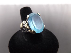 lot 104 image: 18k Yellow Gold .925 Sterling Silver Barbara Bixby Topaz Ring Size 8