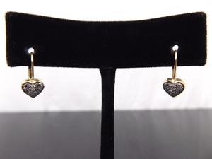 lot 113 image: 10k Yellow Gold Diamond Heart Hook Clasp Earrings