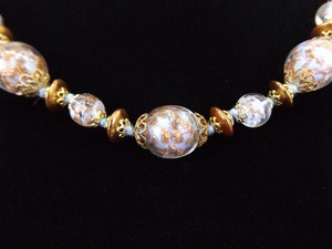 lot 124 image: Vintage Blue and Copper Foil Venetian Bead Necklace