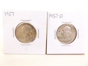 lot 143 image: 1957 P and D US Silver Washington Quarters