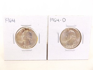 lot 146 image: 1964 P and D US Silver Washington Quarters