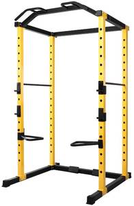 lot 124 image: HulkFit Multi-Function Adjustable Power Cage with J-Hooks, Dip Bars and Optional Lat Pull-Down Attachment, 1000-Pound Capacity, Power Cage Only, HFPC-1. - Open Carton Might Be Missing Some Parts