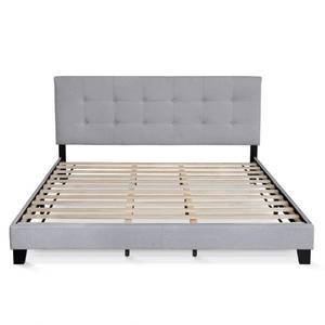 lot 129 image: Furinno Laval Glacier King Button Tufted Bed Frame, FB17020K-GL. Open Carton - Maybe missing parts.