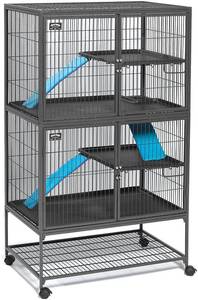 lot 247 image: MidWest Homes For Pets Deluxe Ferret Nation Double Unit Ferret Cage (Model 182), Measures 36L x 25W x 62.5H Inches. Mode 182 - Carton Damage.