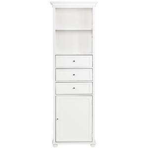 lot 142 image: Hampton Harbor 22 in. W x 10 in. D x 67-12 in. H Linen Cabinet in White - Some CracksScratches.