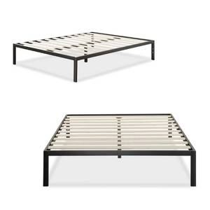 lot 154 image: Zinus Modern Studio Platform 1500 Metal Bed FrameMattress Foundation, no Boxspring needed, Wooden Slat Support, Full, MFMSCS16 - Damaged Carton. Unclaimed Freight.