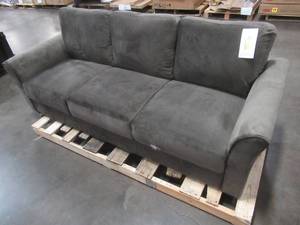 lot 144 image: Lifestyle Solutions Westin Curved Arm Sofa, Coffee - Small Tear On Front RH Cushion.