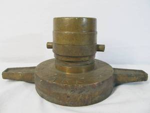 lot 28 image: Large Antique Brass Fire Hose Nozzle