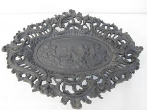 lot 32 image: Signed Vintage Iron Art Footed Platter