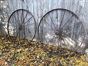 lot 47 image: Matching Pair of Antique Iron Wheels