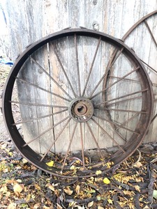 lot 49 image: Antique Metal Tractor Wheel