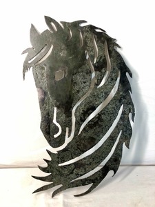 lot 8 image: Very Cool Torch Cut Steel Horse Sculpture