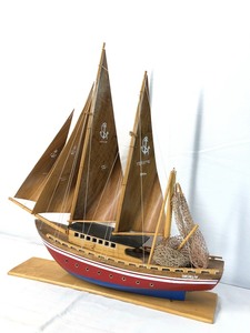 lot 5 image: Very Cool Carved Wood Sailing Ship Display