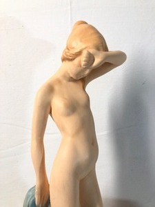 lot 113 image: Large Vintage Hand Painted Figural Nude Sculpture