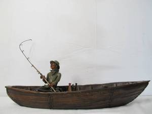 lot 58 image: Large 29 Fisherman in Boat Sculpture