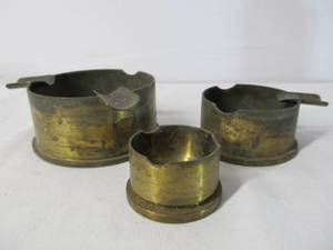 lot 64 image: Orig WW2 era Trench Art Artillery Shell Ashtrays