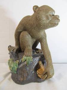lot 130 image: Signed Oriental Monkey wCoin Sculpture