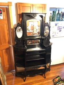 lot 96 image: Antique Victorian Black Etagere Cabinet